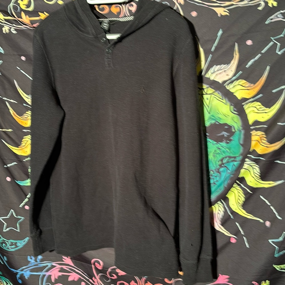 Volcom Men’s True to This Black Thermal Shirt Hoodie Size Medium